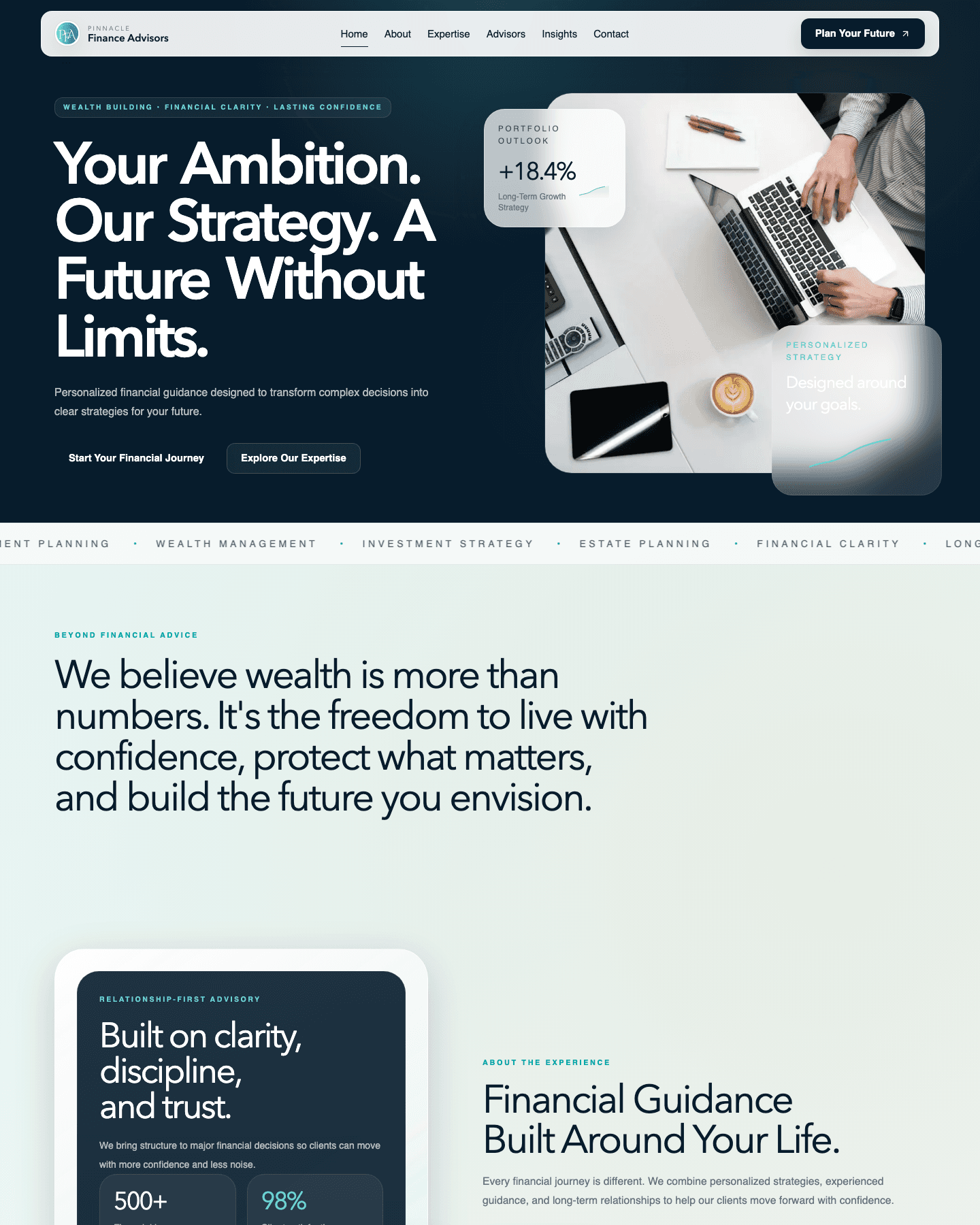 Homepage preview of the Pinnacle Finance Advisors website